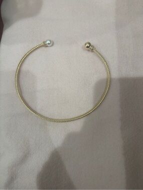 Gold Open Cuff Bracelet with Pearl Accent